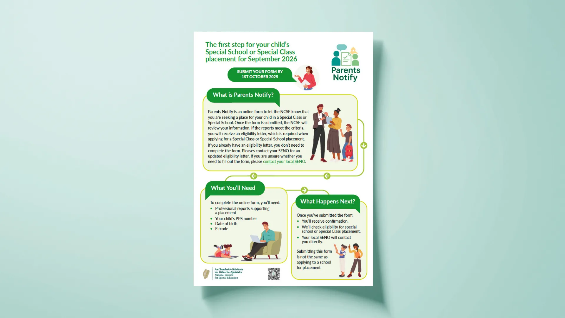 Flyer for Parents Notify process for Special School or Special Class placement in September 2026