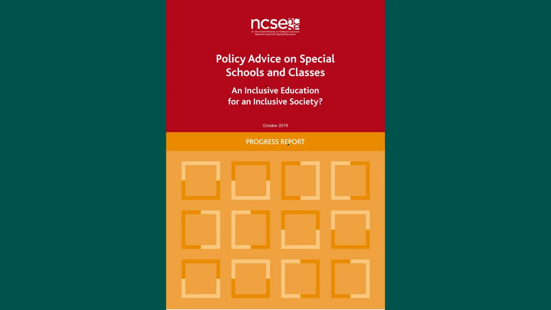 Cover page of a report titled "Policy Advice on Special Schools and Classes: An Inclusive Education for an Inclusive Society?"