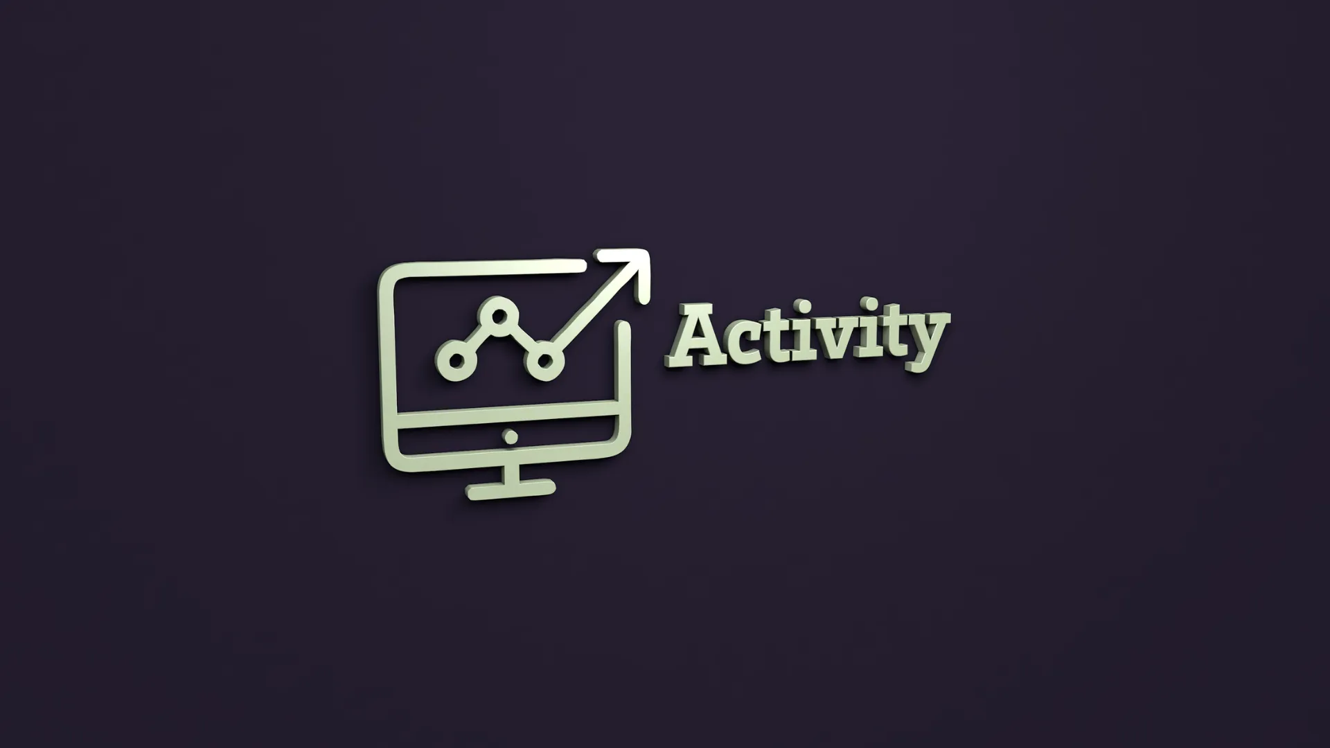 Computer monitor icon with upward trending graph and the word Activity